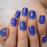 Cute Fake Nails Designer Press On Nails gel Short Solid Color Blue False Nail Tips Ladies Fashion Manicure