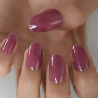 Translucent Nail Fake Short Medium Press On Nails Taro Red Gel Cover False Fingernails Decoration Salon Manicure Tips