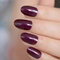 Translucent Nail Fake Short Medium Press On Nails Taro Red Gel Cover False Fingernails Decoration Salon Manicure Tips