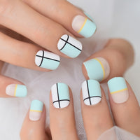 Short Funny Harajuku Style Fake False Nails With Designs Round Press Ons Nails Art Tips For Students Girls