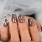 Almond Cute Nails Hight Light Short Version Grid On Top Fake Nails Glossy Press On Fingernails Design Tips With Tabs