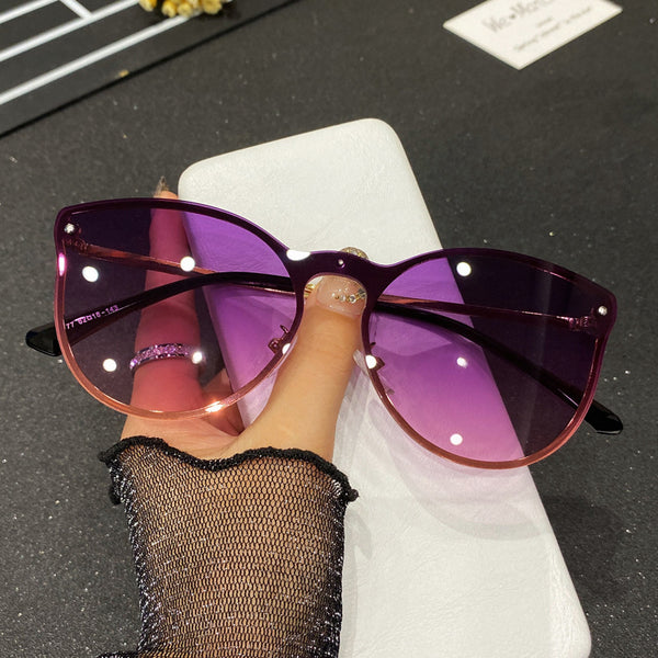 Classic Rimless Sunglasses Women Gradient Sunglasses Female Retro Brand Outdoors Shades for Ladies Travel UV400 Colored Glasses