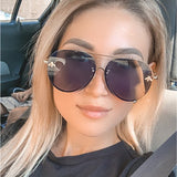 Luxury Brand Designer Female Rimless Sunglasses AViation Women Sun Glasses Gradient Shades Little bee Lens Ladies UV400 rays