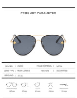Luxury Brand Designer Female Rimless Sunglasses AViation Women Sun Glasses Gradient Shades Little bee Lens Ladies UV400 rays