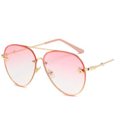 Luxury Brand Designer Female Rimless Sunglasses AViation Women Sun Glasses Gradient Shades Little bee Lens Ladies UV400 rays