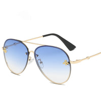 Luxury Brand Designer Female Rimless Sunglasses AViation Women Sun Glasses Gradient Shades Little bee Lens Ladies UV400 rays