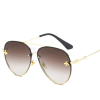 Luxury Brand Designer Female Rimless Sunglasses AViation Women Sun Glasses Gradient Shades Little bee Lens Ladies UV400 rays