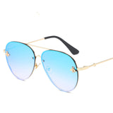 Luxury Brand Designer Female Rimless Sunglasses AViation Women Sun Glasses Gradient Shades Little bee Lens Ladies UV400 rays