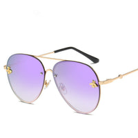 Luxury Brand Designer Female Rimless Sunglasses AViation Women Sun Glasses Gradient Shades Little bee Lens Ladies UV400 rays