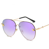 Luxury Brand Designer Female Rimless Sunglasses AViation Women Sun Glasses Gradient Shades Little bee Lens Ladies UV400 rays