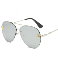 Luxury Brand Designer Female Rimless Sunglasses AViation Women Sun Glasses Gradient Shades Little bee Lens Ladies UV400 rays