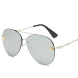 Luxury Brand Designer Female Rimless Sunglasses AViation Women Sun Glasses Gradient Shades Little bee Lens Ladies UV400 rays