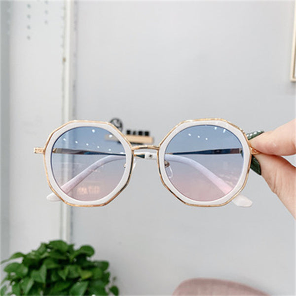 Kids Sunglasses Boys Girls Vintage Polygon Colored Glasses Children Cute Baby Black Irregular Glasses UV400