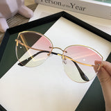 Women&#39;s Oval Cat Eye Sunglasses Lady Metal Rimless shades Luxury Sunglasses Female Driving Glasses zonnebril dames