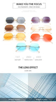 Retro Polygon Round Women Sunglasses Fashion Rimless Clear Ocean Gradient Lens Eyewear Metal VintageShades UV400 Men Sun Glasses