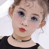 Flower Wave Round Sunglasses For Boys Girls Children Rimless Gradient Mirrors Eyewear Summer Cute Baby Kids Sun Glasses Shades