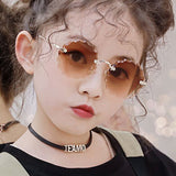 Flower Wave Round Sunglasses For Boys Girls Children Rimless Gradient Mirrors Eyewear Summer Cute Baby Kids Sun Glasses Shades