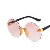 Flower Wave Round Sunglasses For Boys Girls Children Rimless Gradient Mirrors Eyewear Summer Cute Baby Kids Sun Glasses Shades