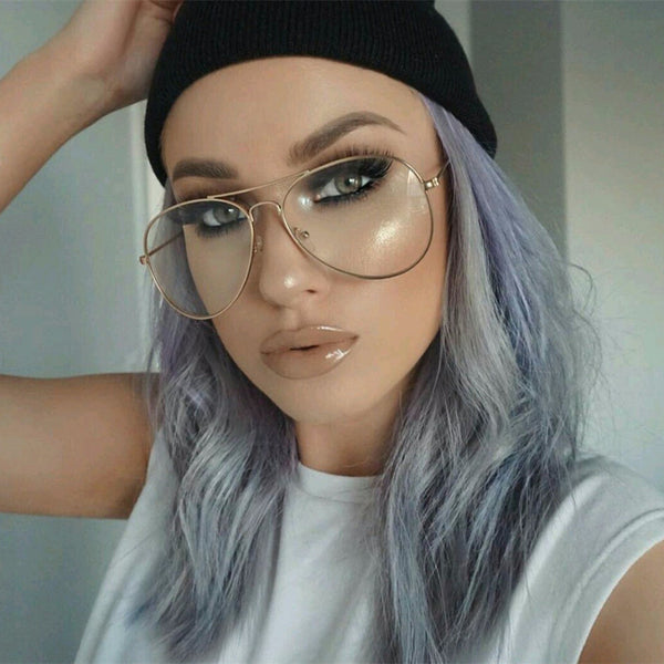 Fashion Unisex Big Round Oversize Clear lens Chic Eye Glasses Vintage Retro Metal Frame Glasses Solid Alloy Glasses