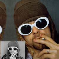 goggle Kurt Cobain glasses oval sunglasses ladies trendy hot Vintage retro sunglasses Women&#39;s white black eyewear UV