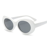 goggle Kurt Cobain glasses oval sunglasses ladies trendy hot Vintage retro sunglasses Women&#39;s white black eyewear UV