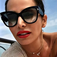 Fashion Brand Designer Cat Eye Women Sunglasses Female Gradient Points Sun Glasses Big Oculos feminino de sol UV400