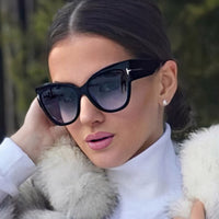 Fashion Brand Designer Cat Eye Women Sunglasses Female Gradient Points Sun Glasses Big Oculos feminino de sol UV400