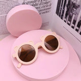 New Cartoon Lovely Kids Sunglasses Bear Shape Frame Girls Children Sun Glasses Round Street Beat Baby Boy Eyeglasses Cute Shades