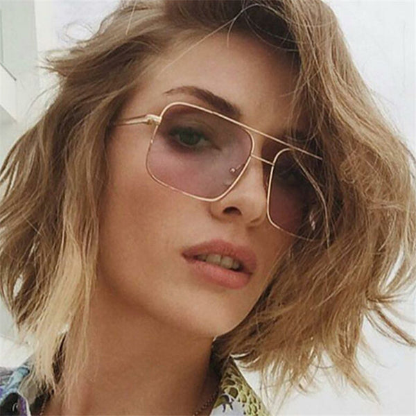 New Oversized Square Sunglasses Women Luxury Brand Designer Frame Transparent Gradient Sun Glasses Female Oculos De Sol Feminino