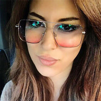New Oversized Square Sunglasses Women Luxury Brand Designer Frame Transparent Gradient Sun Glasses Female Oculos De Sol Feminino