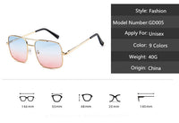 New Oversized Square Sunglasses Women Luxury Brand Designer Frame Transparent Gradient Sun Glasses Female Oculos De Sol Feminino