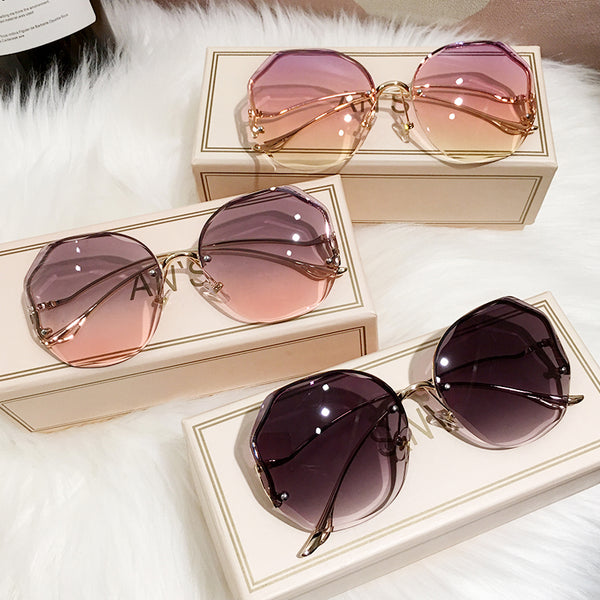 New Women Sunglasses Rimless UV400 Brand Designer High Quality Gradient Sun Glasses Female oculos