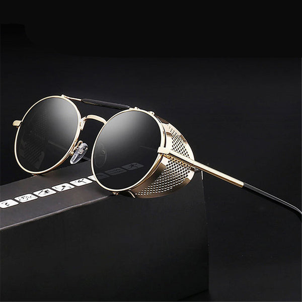 Retro Steampunk Sunglasses Round Designer Steam Punk Metal Shields Sunglasses Men Women UV400 Gafas de Sol