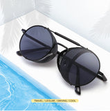 Retro Steampunk Sunglasses Round Designer Steam Punk Metal Shields Sunglasses Men Women UV400 Gafas de Sol