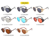 Retro Steampunk Sunglasses Round Designer Steam Punk Metal Shields Sunglasses Men Women UV400 Gafas de Sol