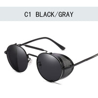 Retro Steampunk Sunglasses Round Designer Steam Punk Metal Shields Sunglasses Men Women UV400 Gafas de Sol