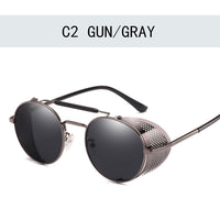Retro Steampunk Sunglasses Round Designer Steam Punk Metal Shields Sunglasses Men Women UV400 Gafas de Sol