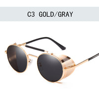 Retro Steampunk Sunglasses Round Designer Steam Punk Metal Shields Sunglasses Men Women UV400 Gafas de Sol