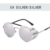 Retro Steampunk Sunglasses Round Designer Steam Punk Metal Shields Sunglasses Men Women UV400 Gafas de Sol