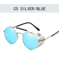 Retro Steampunk Sunglasses Round Designer Steam Punk Metal Shields Sunglasses Men Women UV400 Gafas de Sol