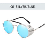 Retro Steampunk Sunglasses Round Designer Steam Punk Metal Shields Sunglasses Men Women UV400 Gafas de Sol