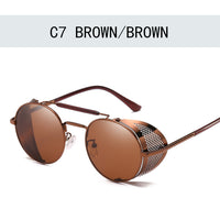 Retro Steampunk Sunglasses Round Designer Steam Punk Metal Shields Sunglasses Men Women UV400 Gafas de Sol