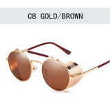 Retro Steampunk Sunglasses Round Designer Steam Punk Metal Shields Sunglasses Men Women UV400 Gafas de Sol