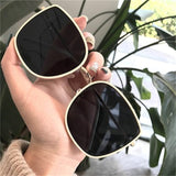 Women&#39;s Oval Cat Eye Sunglasses Lady Metal Rimless shades Luxury Sunglasses Female Driving Glasses zonnebril dames