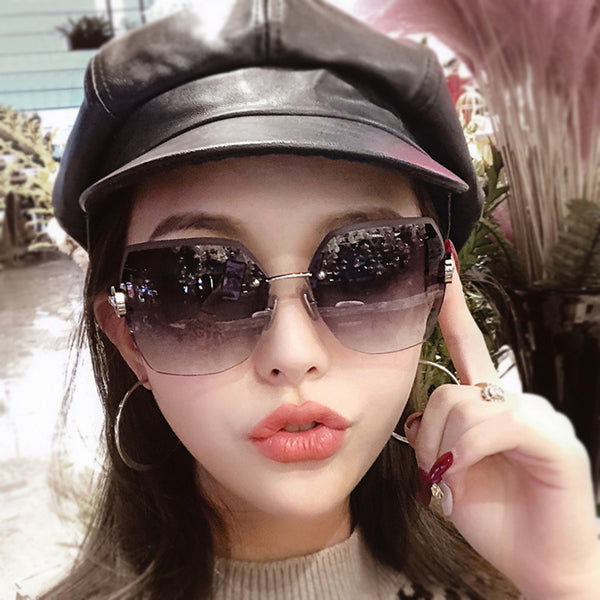 Sunglasses Women Luxury Trimming Gradient Shades Sun Glasses Ladies Vintage Framless Eyewear UV400  Fashion Shades gafas de