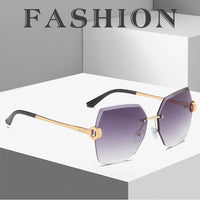 Sunglasses Women Luxury Trimming Gradient Shades Sun Glasses Ladies Vintage Framless Eyewear UV400  Fashion Shades gafas de