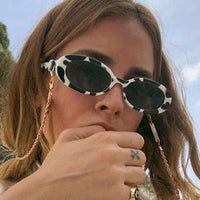 Style Small Oval Sunglasses Women Vintage Retro Round Frame White Black Mens Sun Glasses Leopard Hip Hop Clear Glasses UV400