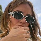 Style Small Oval Sunglasses Women Vintage Retro Round Frame White Black Mens Sun Glasses Leopard Hip Hop Clear Glasses UV400