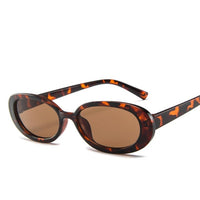 Style Small Oval Sunglasses Women Vintage Retro Round Frame White Black Mens Sun Glasses Leopard Hip Hop Clear Glasses UV400