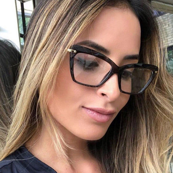 Retro Transparent Anti Blue Light Computer Blocking Glasses Frame Women Oversized Cat Eye Eyewear Optical Spectacle Eyeglass